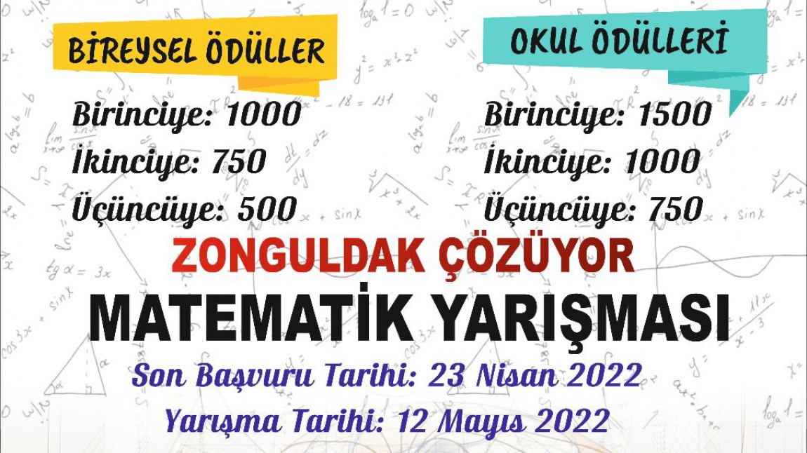 Zonguldak Çözüyor Matematik Yarışması Başvuruları başladı.